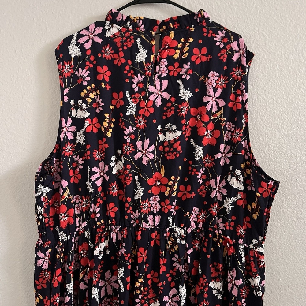 Bloom Chic Sz 28 Dress Midi Floral Mock Neck Sleeveless New Smocked - Picture 5 of 9